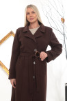 Düğmeli Uzun Kaşe Kaban – Kuşaklı ve Yırtmaçlı - Kahve Rengi