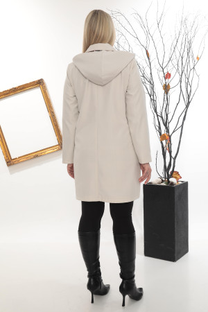 Trençkot Spatlı Kapüşonlu Kısa Kaban - Taş Rengi