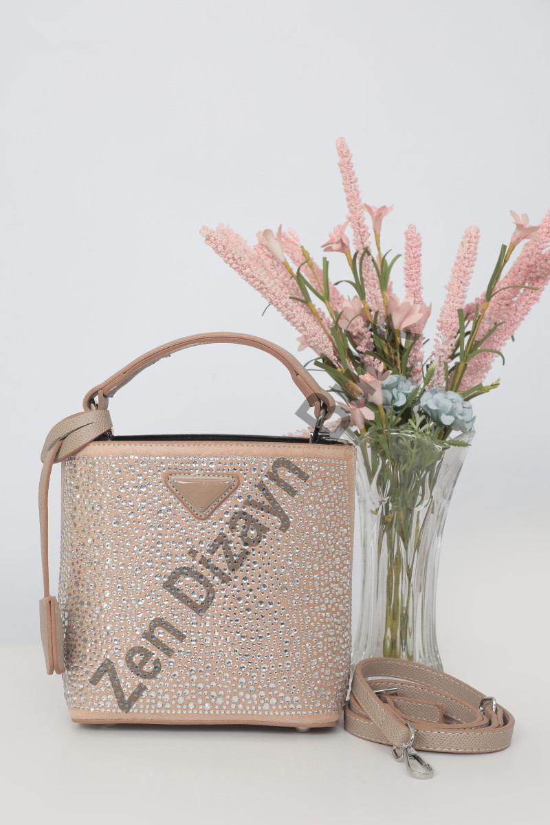 DMC Taşlı Kova Çanta - Bej