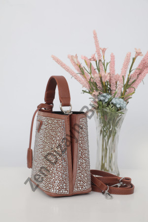 DMC Taşlı Kova Çanta - Taba