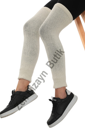 Sabit Beden Örme Yün Dizlik