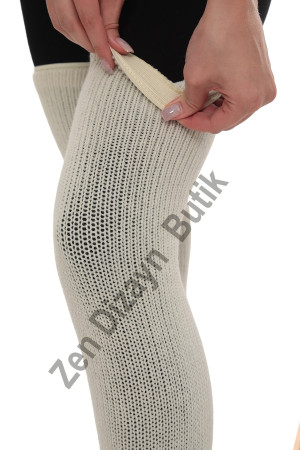 Sabit Beden Örme Yün Dizlik